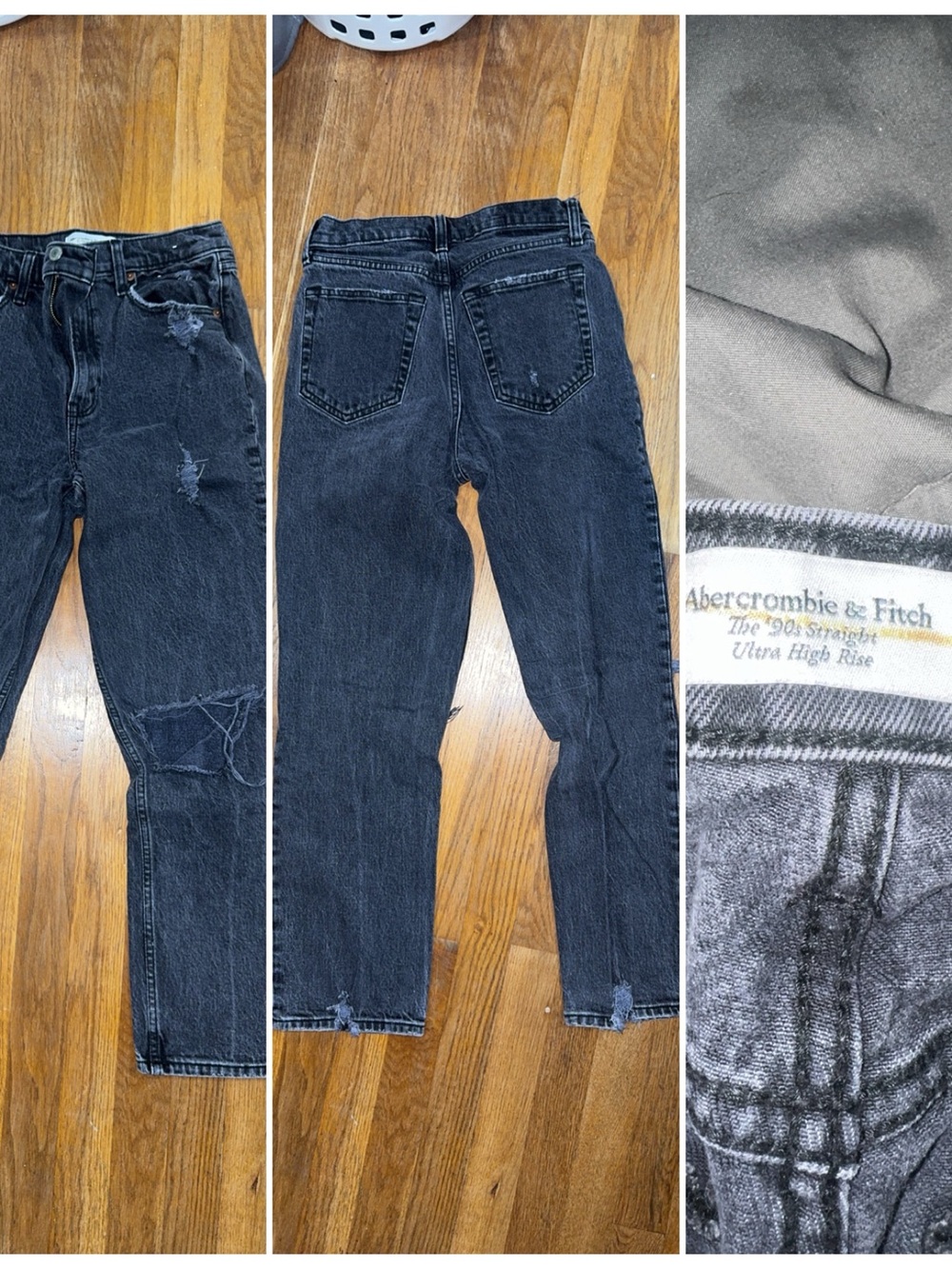 Abercrombie & Fitch Black Slim Straight Distressed Men’s Jeans